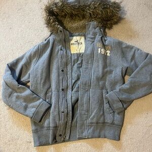 Hollister Gray Hoodie with Embroidered Logo